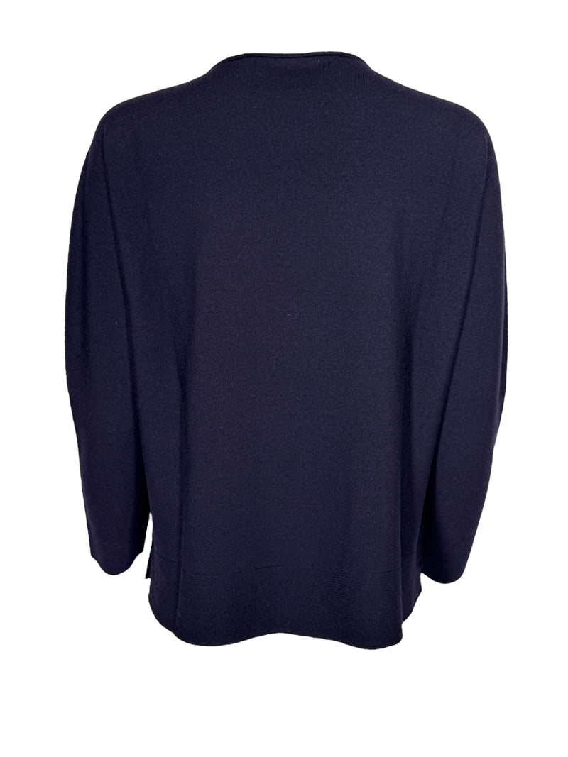 HUBERT GASSER MERINO ROUND NECK SWEATER - NAVY
