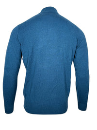 ALAN PAINE HANBURY CASHMERE 1/4 ZIP SWEATER - BOTTLE BLUE
