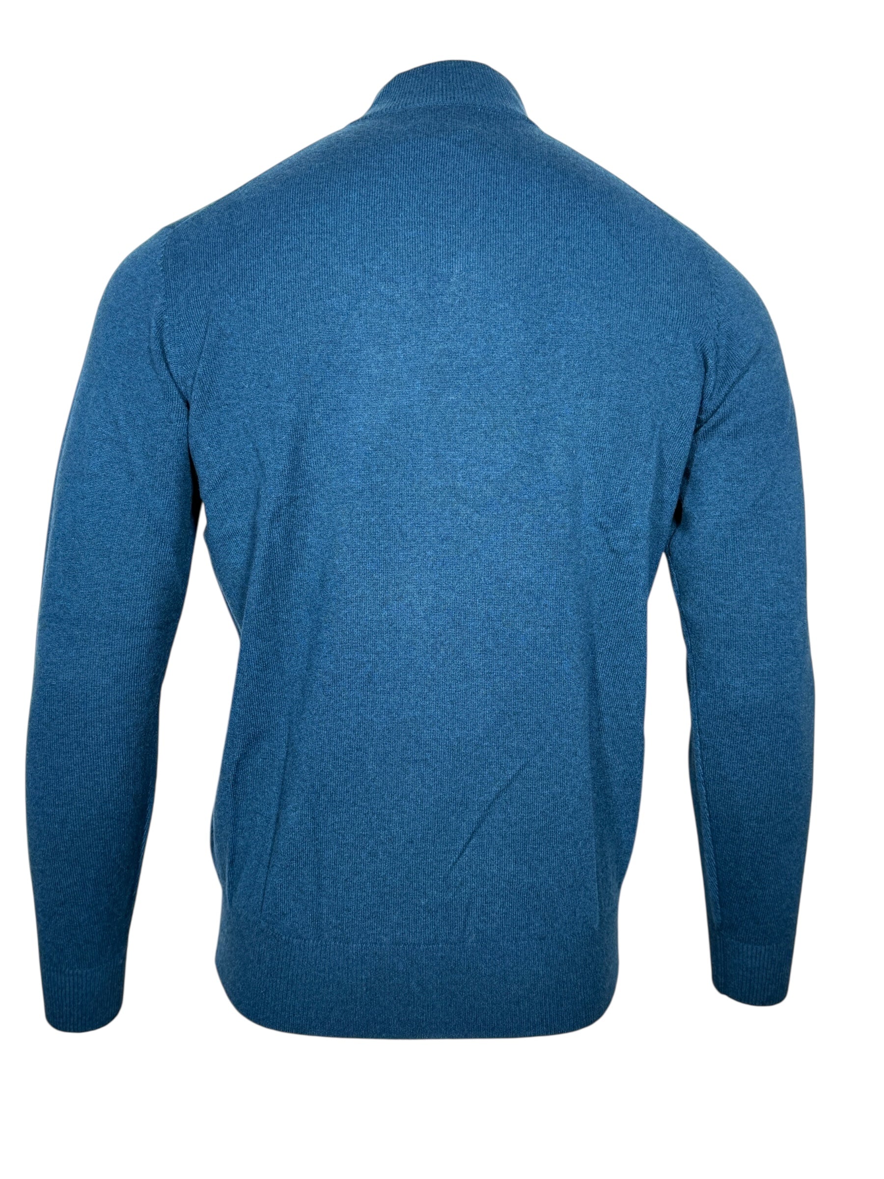 ALAN PAINE HANBURY CASHMERE 1/4 ZIP SWEATER - BOTTLE BLUE