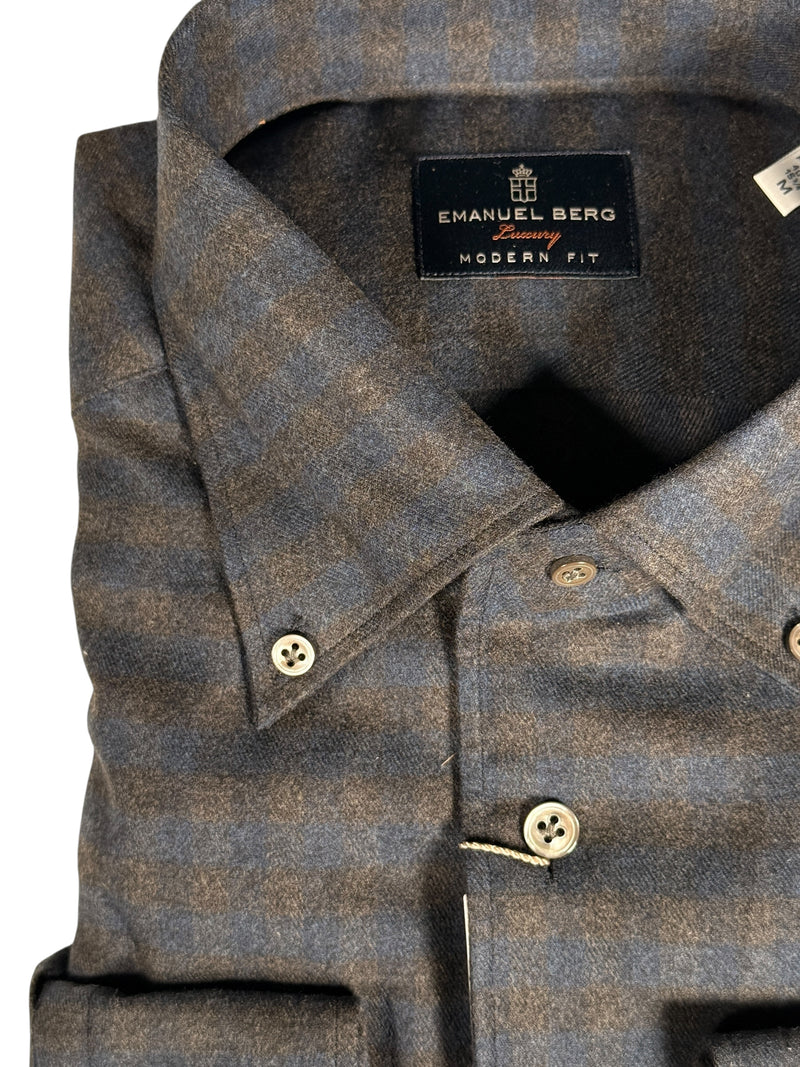 EMANUEL BERG TWILL MELANGE PREMIUM LUXURY MEN'S SHIRT - CHARCOAL