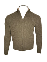 ADESI CASHMERE MEN'S CABLE FULL ZIP SWEATER - BORNEO