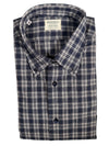 MAZZARELLI SPORT SHIRT - NAVY/WHITE CHECK PLAID