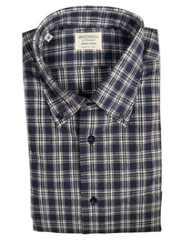 MAZZARELLI SPORT SHIRT - NAVY/WHITE CHECK PLAID