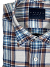 CALDER CARMEL MEN'S PLAID FLANNEL SHIRT - NAVY/BROWN