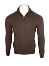 FEDELI CASHMERE BICOLOR 1/4 ZIP SWEATER - FONDENTE/BLUE SCURO