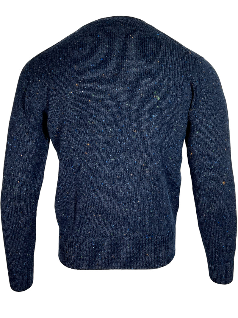 INIS MEAIN DONEGAL WOOL/CASHMERE CREW NECK SWEATER - PRUSSIA