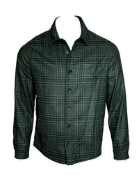 MAURIZIO BALDASSARI WOOL/SILK PLAID OVERSHIRT - FOREST NIGHT