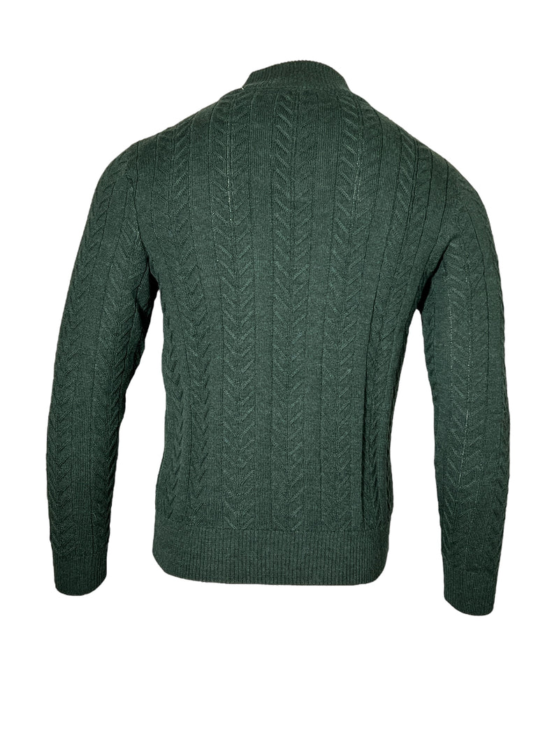 PERU UNLIMITED 4 BUTTON MOCK NECK SWEATER - HUNTER GREEN HEATHER