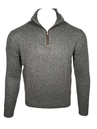 FEDELI BABY ALPACA 1/4 ZIP SWEATER - OLIVE & TAN MIX