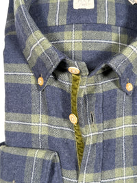 GMF 965 MEN'S SPORT SHIRT - NAVY/GREEN WINDOW CHECK