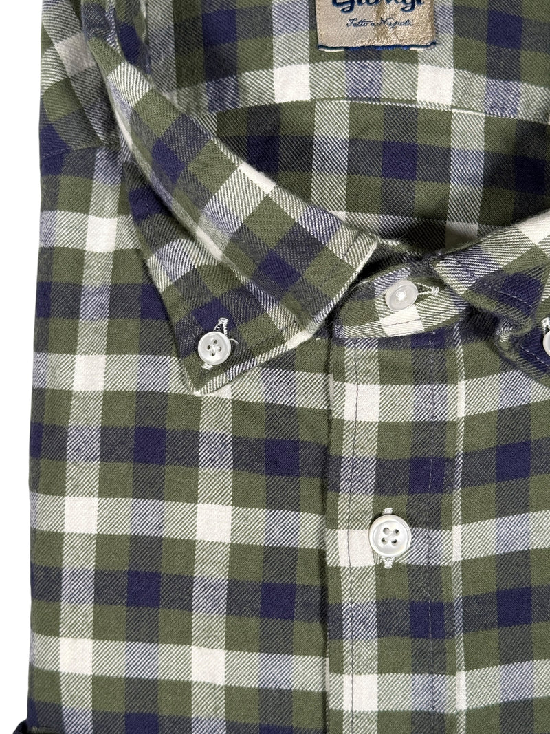 GIANGI NAPOLI MEN'S SHIRT - GREEN & NAVY CHECK