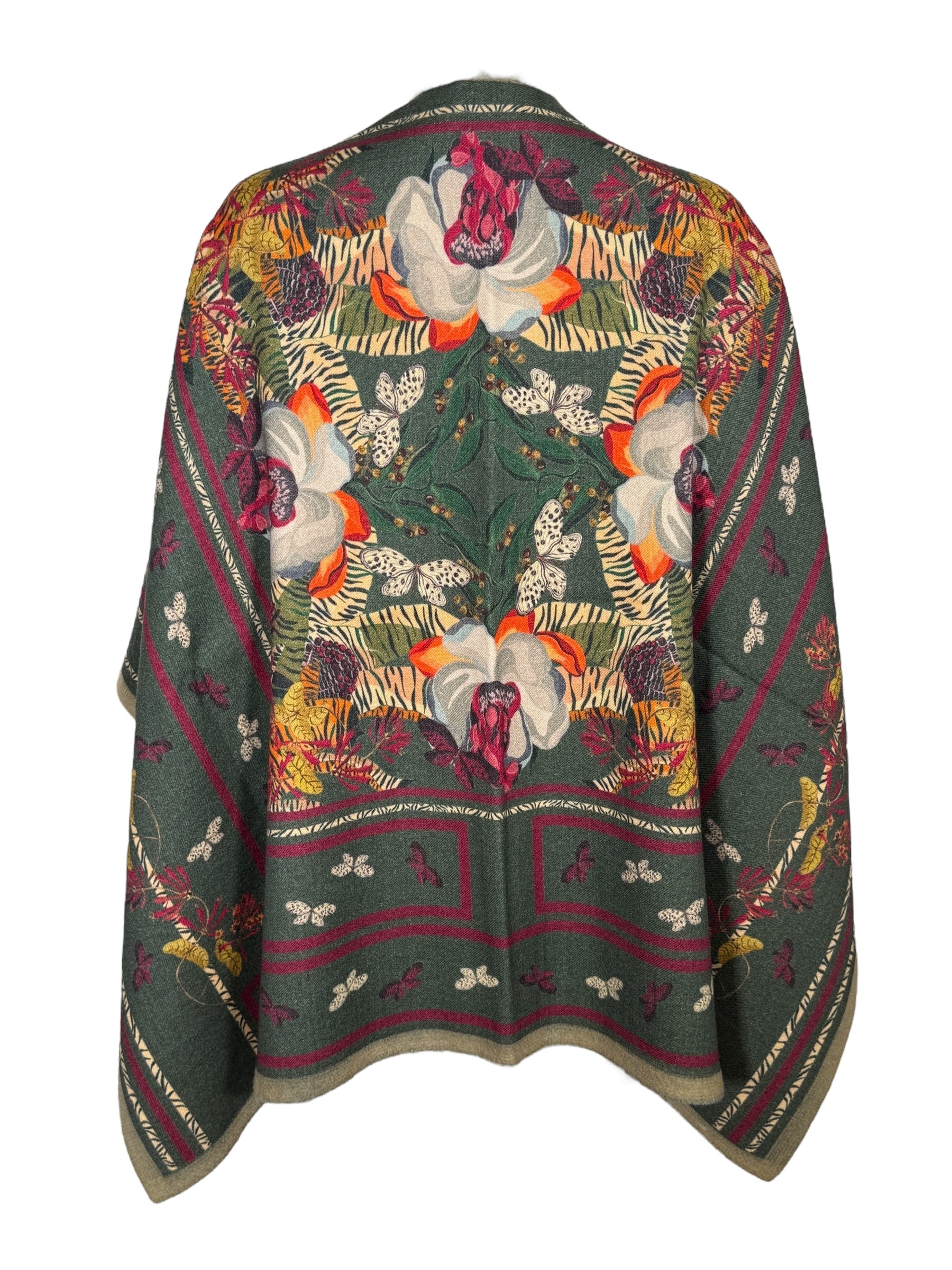 FRANCO FERRARI JUNGLE WOOL CAPE - GREEN
