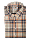 ALAN PAINE CLASSIC FIT SHIRT - NAVY/ORANGE PLAID FLANNEL