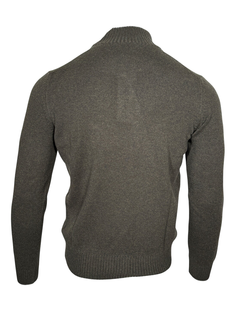 BUTTON DOWN 4-BUTTON TIPPED SWEATER - OLIVE