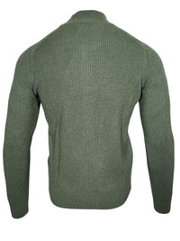 BUTTON DOWN WOOL/CASHMERE FULL ZIP SWEATER - GREEN