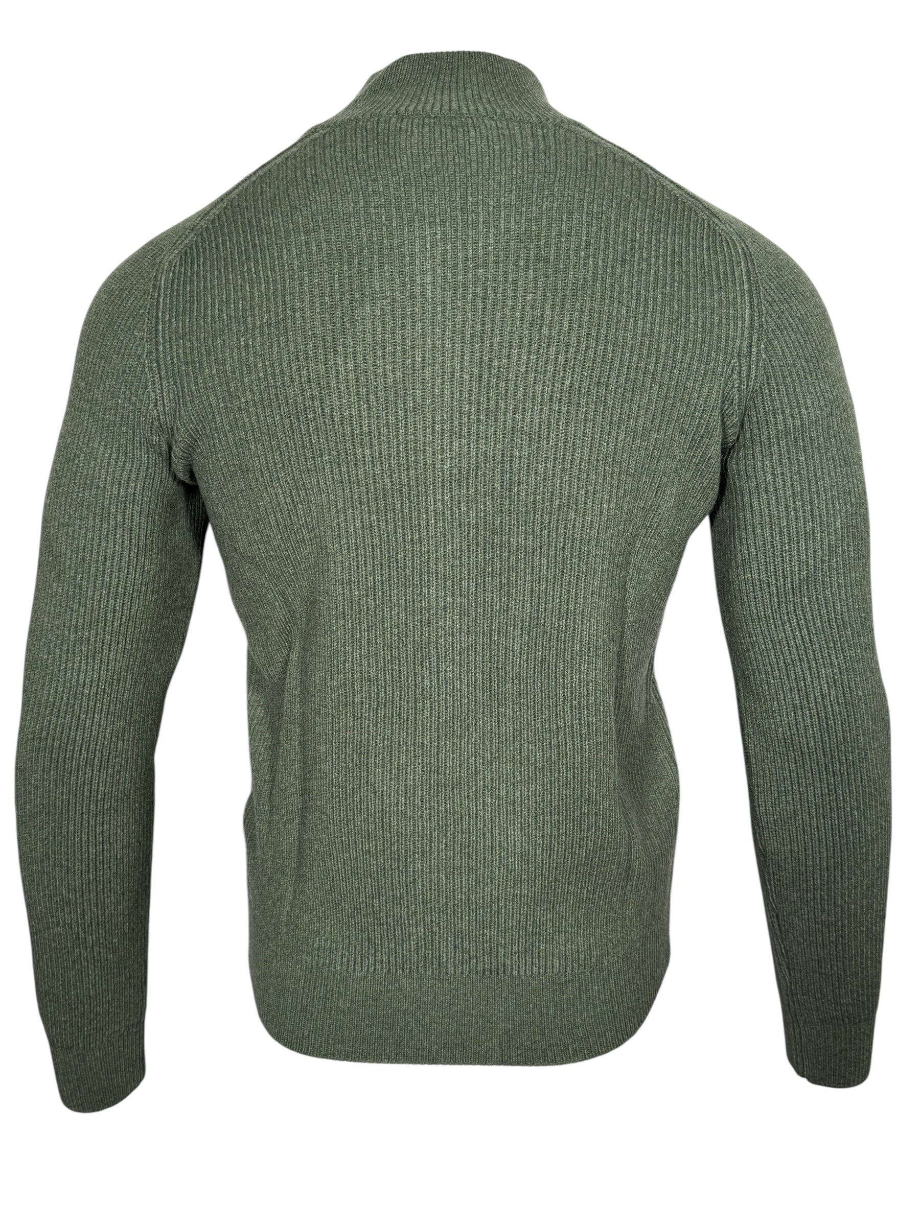 BUTTON DOWN WOOL/CASHMERE FULL ZIP SWEATER - GREEN