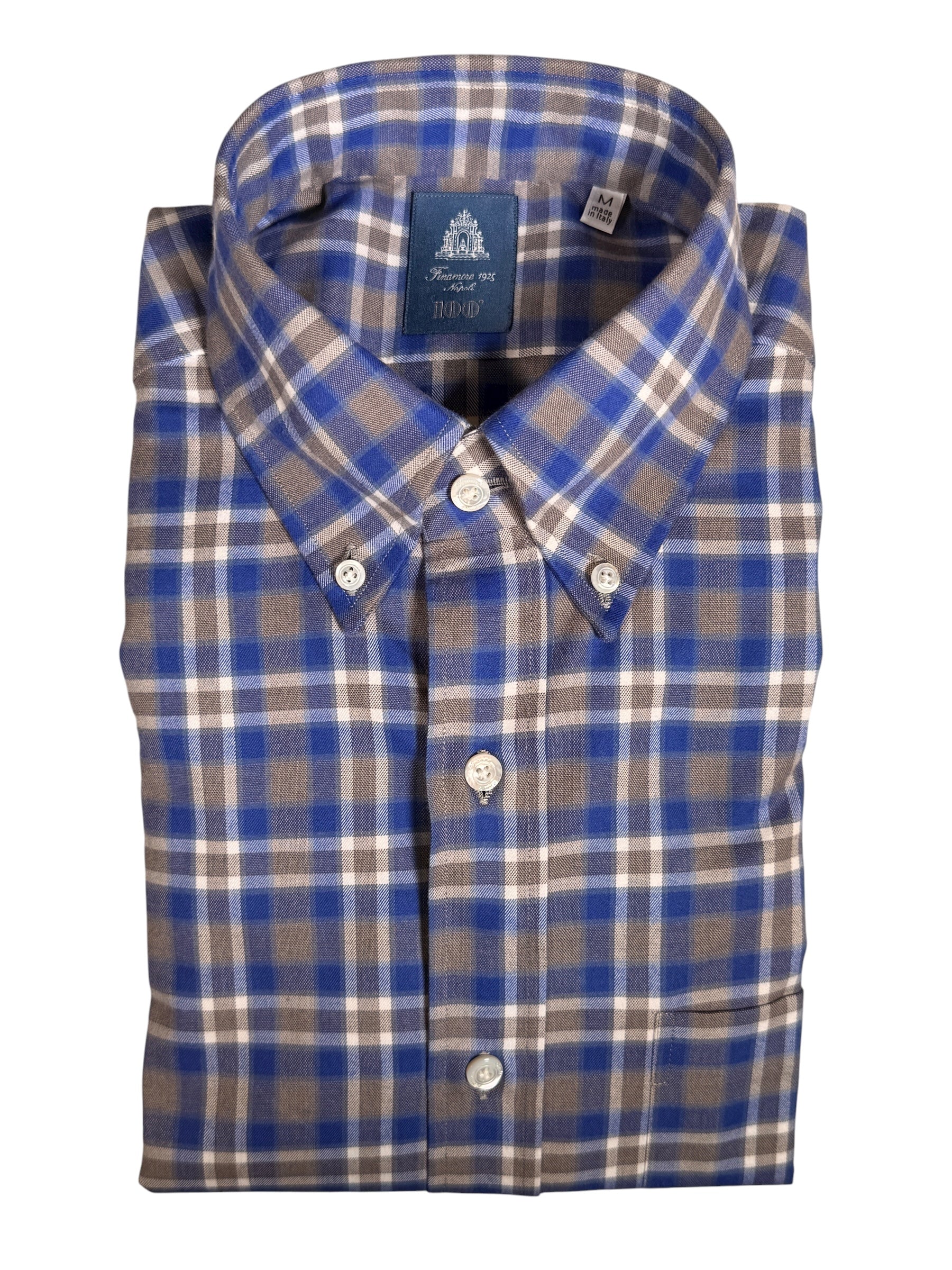 FINAMORE 1925 SHIRT - BLUE/GREY CHECK