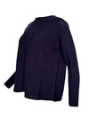HUBERT GASSER MERINO ROUND NECK SWEATER - NAVY