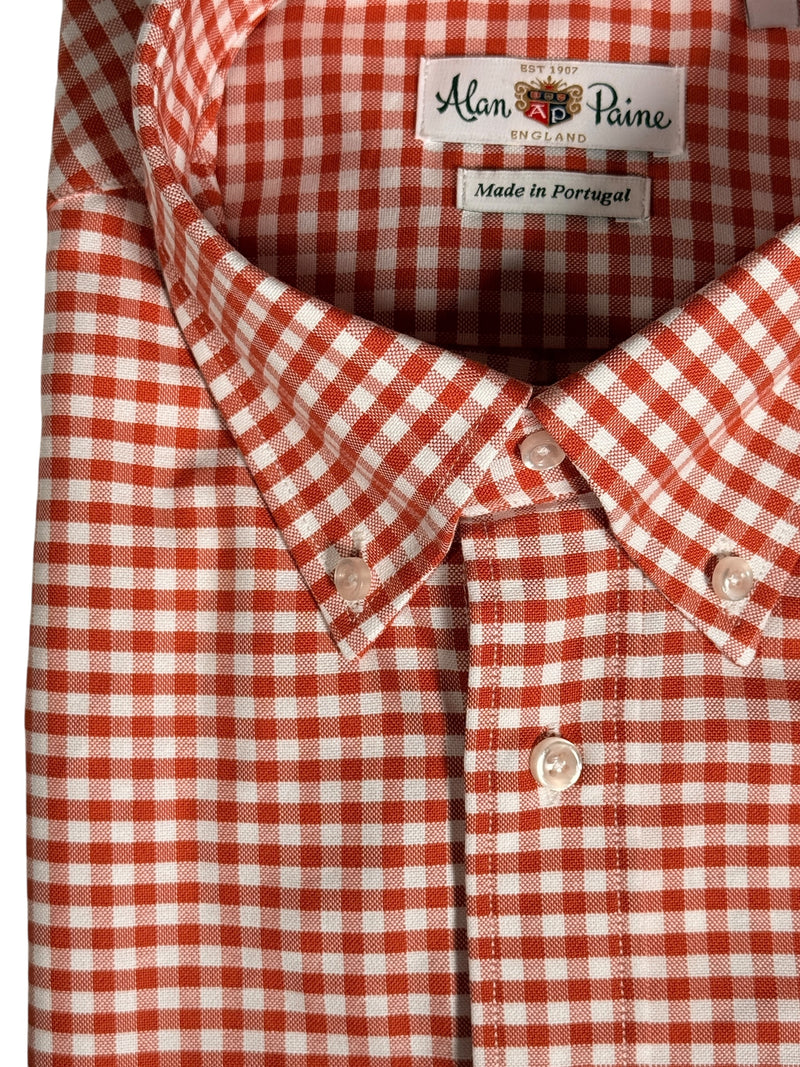 ALAN PAINE CLASSIC FIT SHIRT - DARK ORANGE CHECK