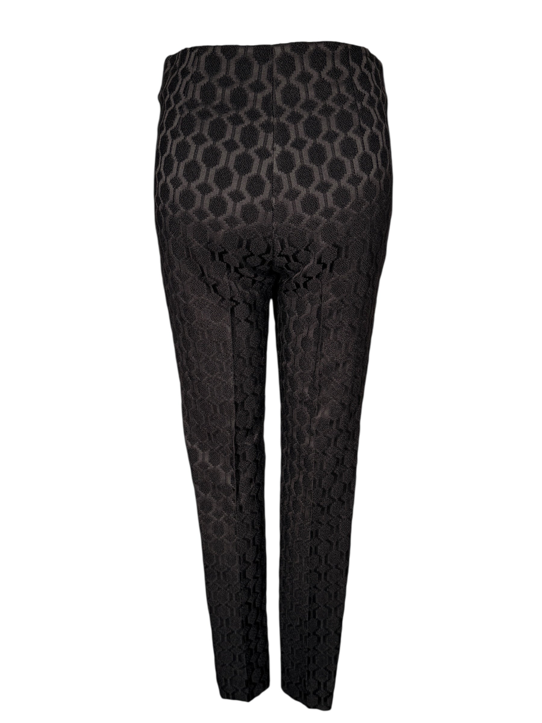 ESTELLE AND FINN FRONT ZIP ANKLE PANT - BLACK EMBROIDERED FANCY