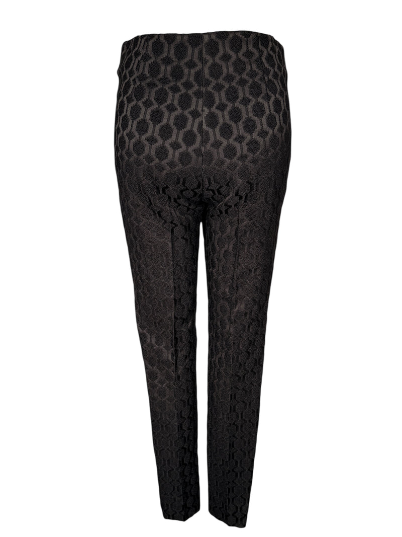 ESTELLE AND FINN FRONT ZIP ANKLE PANT - BLACK EMBROIDERED FANCY