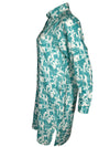 XACUS FLORAL PRINT SHIRT DRESS - TURQUOISE
