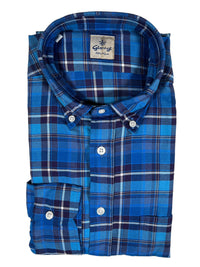 GIANGI NAPOLI MEN'S SHIRT - BLUE MIX PLAID