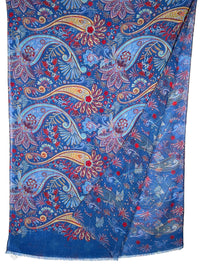 CALABRESE 1924 DOUBLE SIDED WOOL SCARF - DENIM PAISLEY