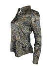 CALIBAN STRETCH SILK BLOUSE - NAVY PAISLEY