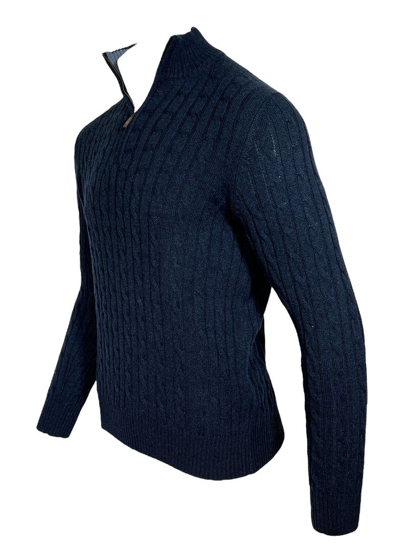 ADESI CASHMERE MEN'S CABLE 1/2 ZIP SWEATER - MARE