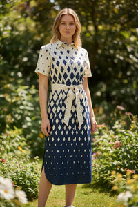 VLT'S BY VALENTINA'S DIAMONDS DRESS - NAVY/WHITE