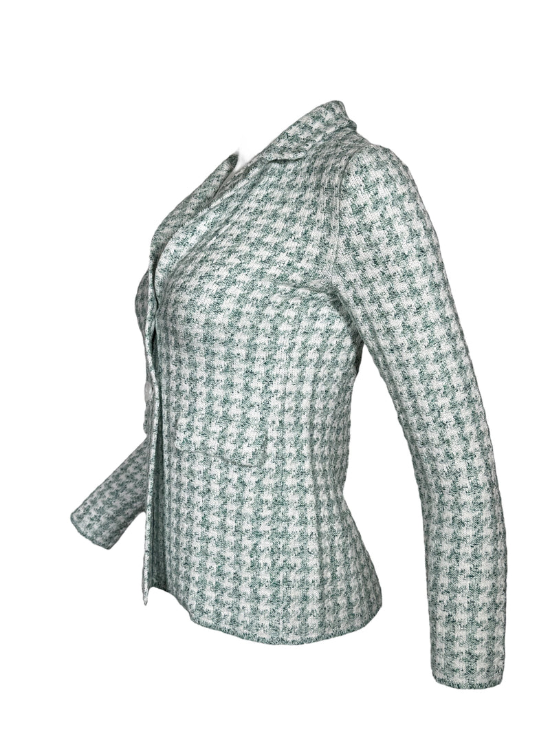 AMINA RUBINACCI HOUNDSTOOTH CHECK JACKET - SPRING GREEN