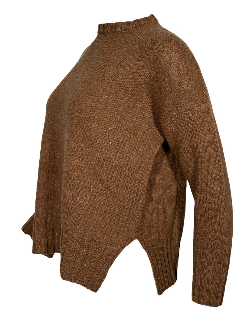 BASE MILANO TWEED ROUNDNECK SWEATER - COCOA
