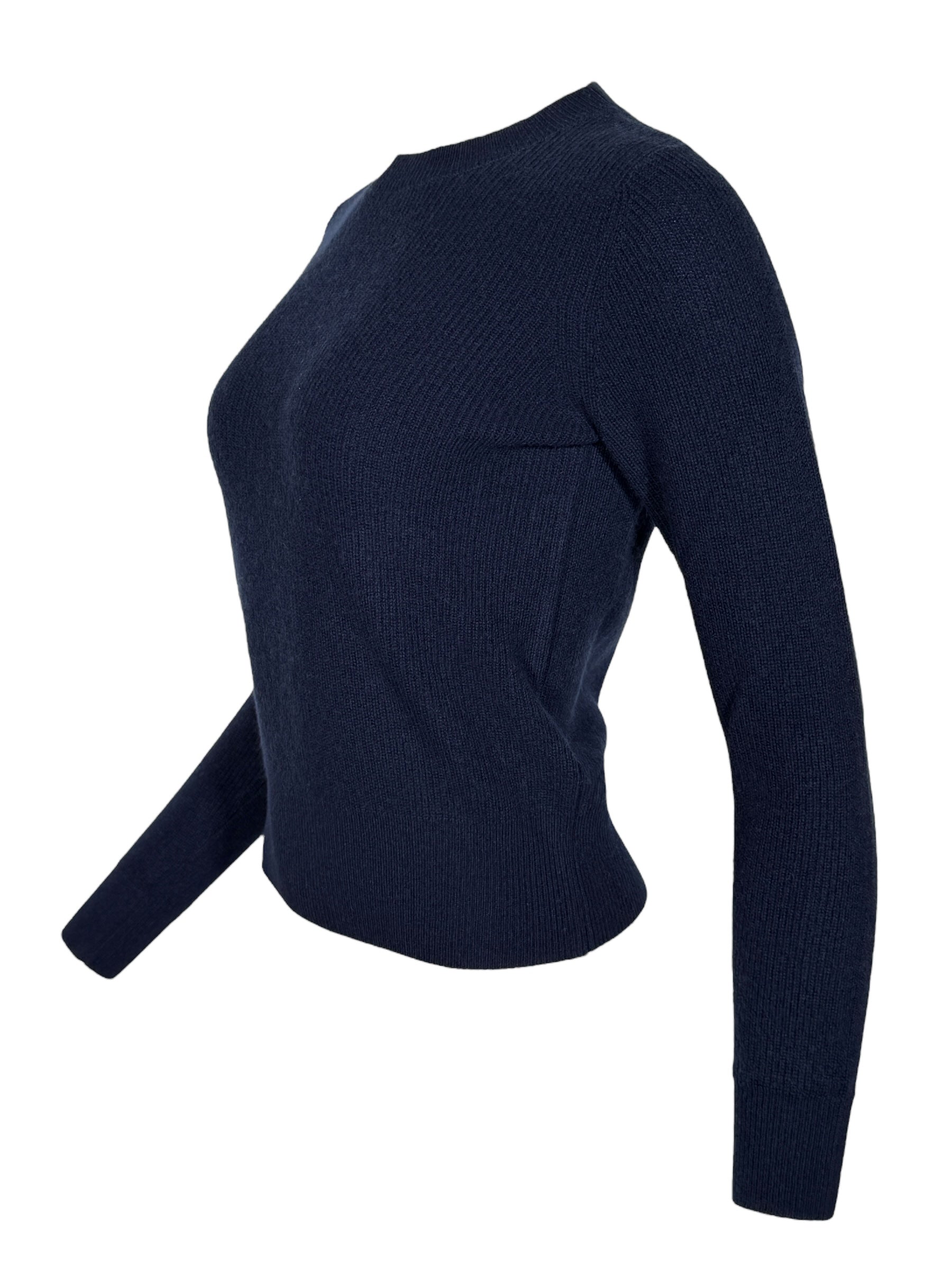 PUROTATTO WOOL/CASHMERE CREW SWEATER - NAVY