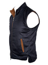 DEL VECCHIO MEN'S SUEDE & CASHMERE REVERSIBLE VEST - CHESTNUT/NAVY