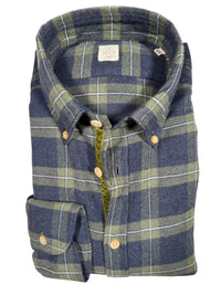 GMF 965 MEN'S SPORT SHIRT - NAVY/GREEN WINDOW CHECK