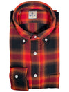 GIANGI NAPOLI MEN'S SHIRT - ORANGE & BROWN SHADOW CHECK