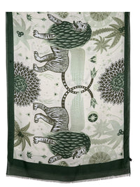 CALABRESE 1924 CASHMERE BLEND SCARF - GREEN LIONS