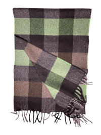 ALAN PAINE STRONE CASHMERE CHECK SCARF - GREEN