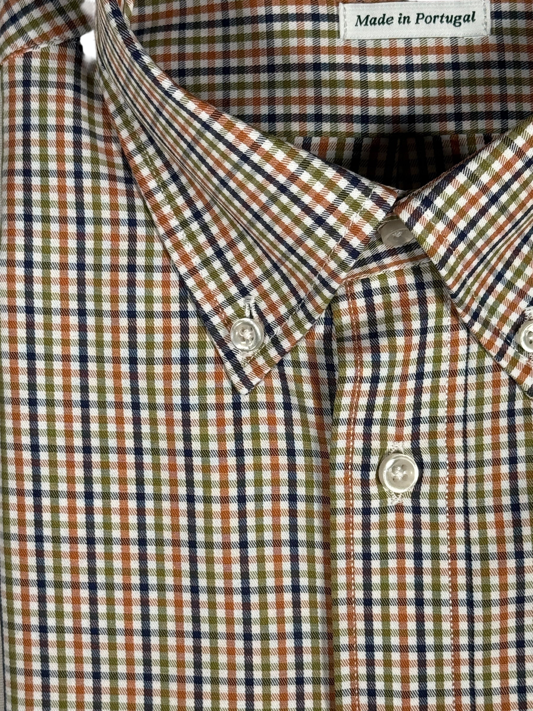 ALAN PAINE CLASSIC FIT SHIRT - NAVY/TAN/GREEN MICRO CHECK