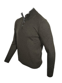 BUTTON DOWN 4-BUTTON TIPPED SWEATER - OLIVE