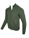 BUTTON DOWN WOOL/CASHMERE FULL ZIP SWEATER - GREEN