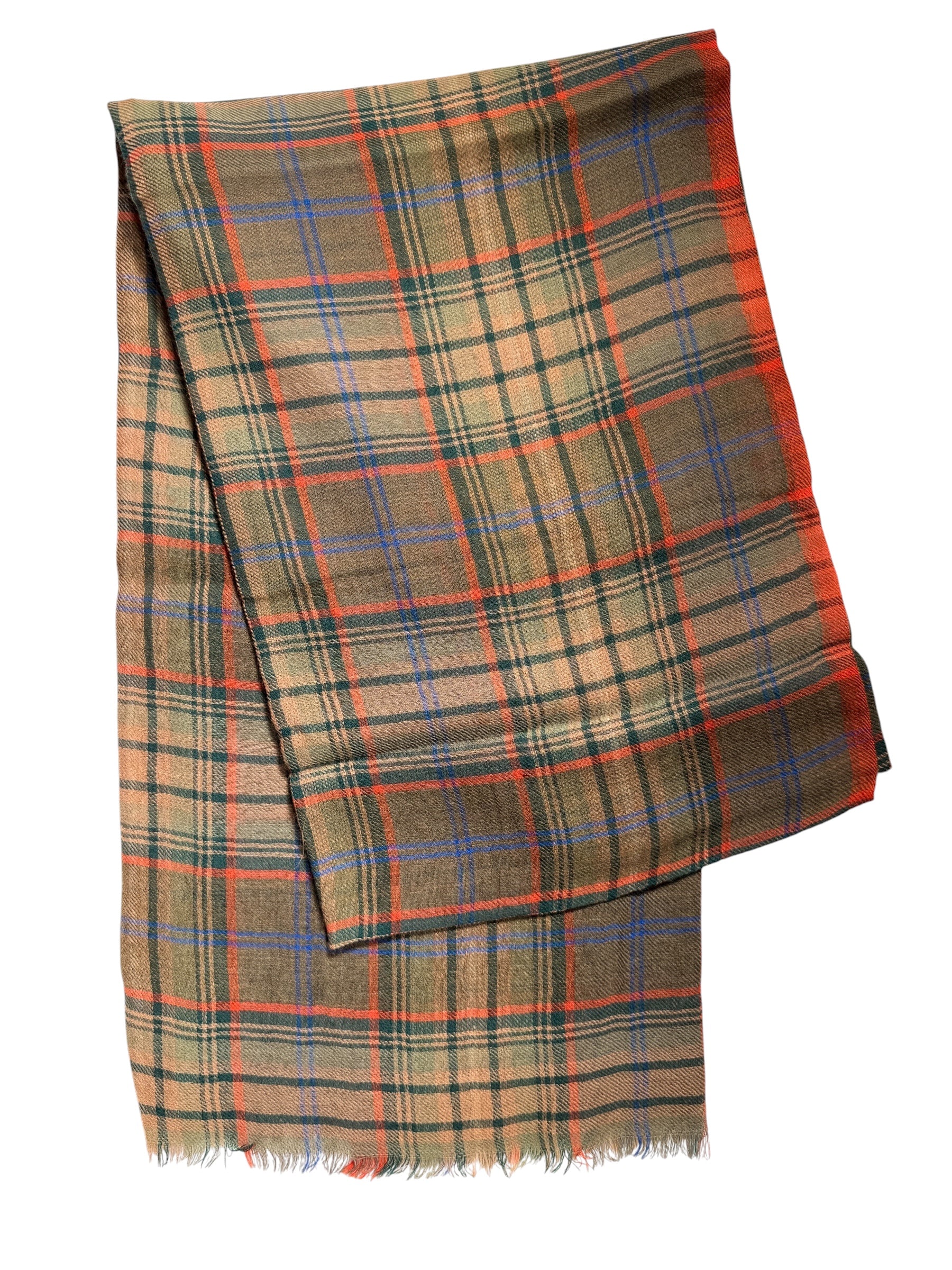HARTFORD TARTAN SCARF - OLIVE, RED & BLUE