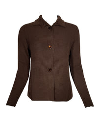 HUBERT GASSER HORIZONTAL RIB CARDIGAN - DARK BROWN