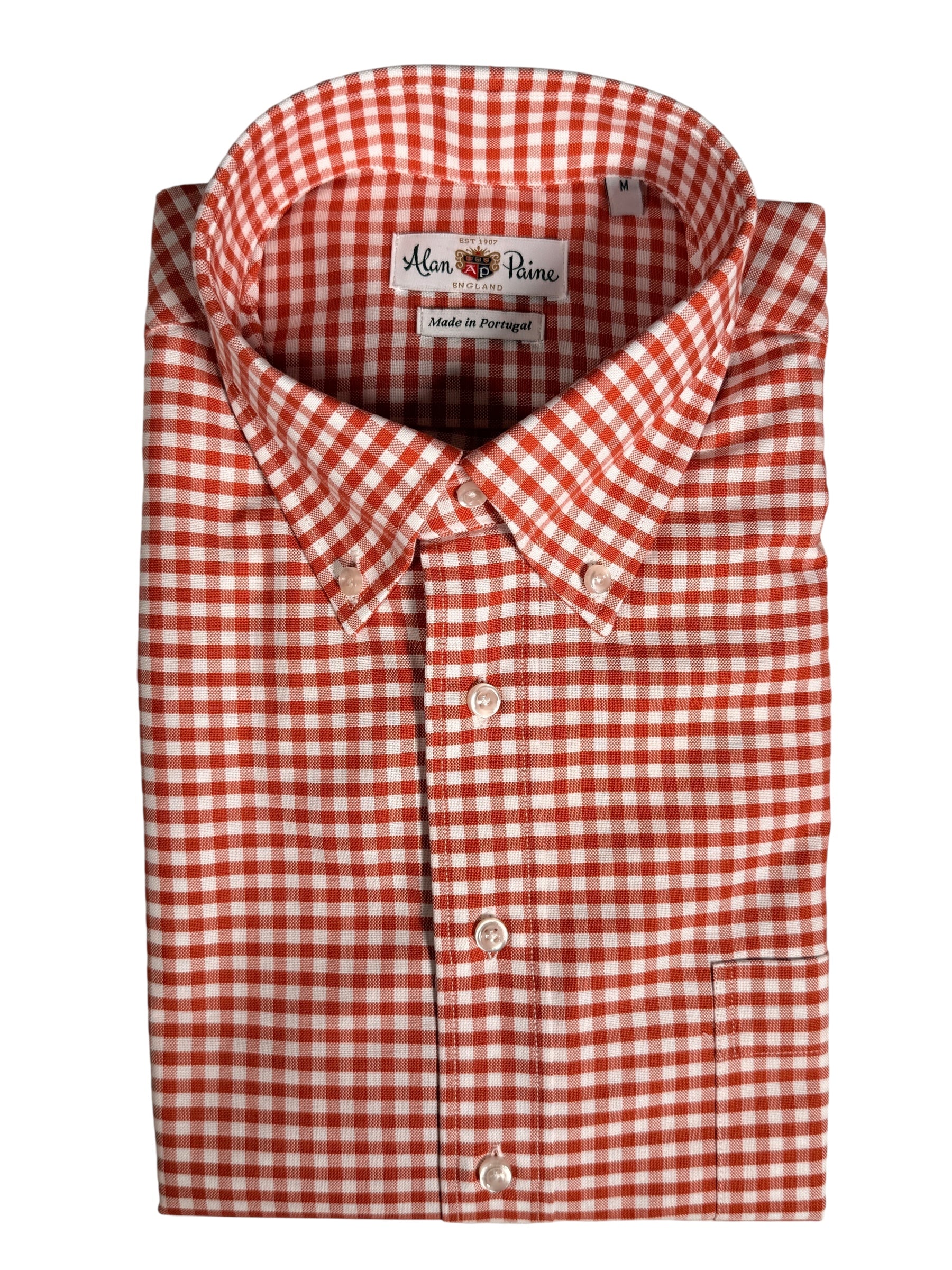 ALAN PAINE CLASSIC FIT SHIRT - DARK ORANGE CHECK