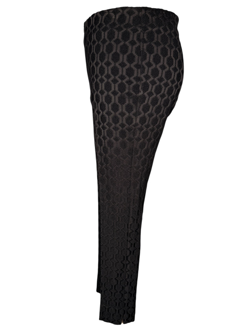 ESTELLE AND FINN FRONT ZIP ANKLE PANT - BLACK EMBROIDERED FANCY
