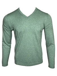 FLY3 COTTON/CASHMERE V-NECK SWEATER - GREEN