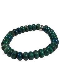 SPIVEY MANBEADS MEN'S STONE BEAD BRACELETS - AZURITE & PEWTER