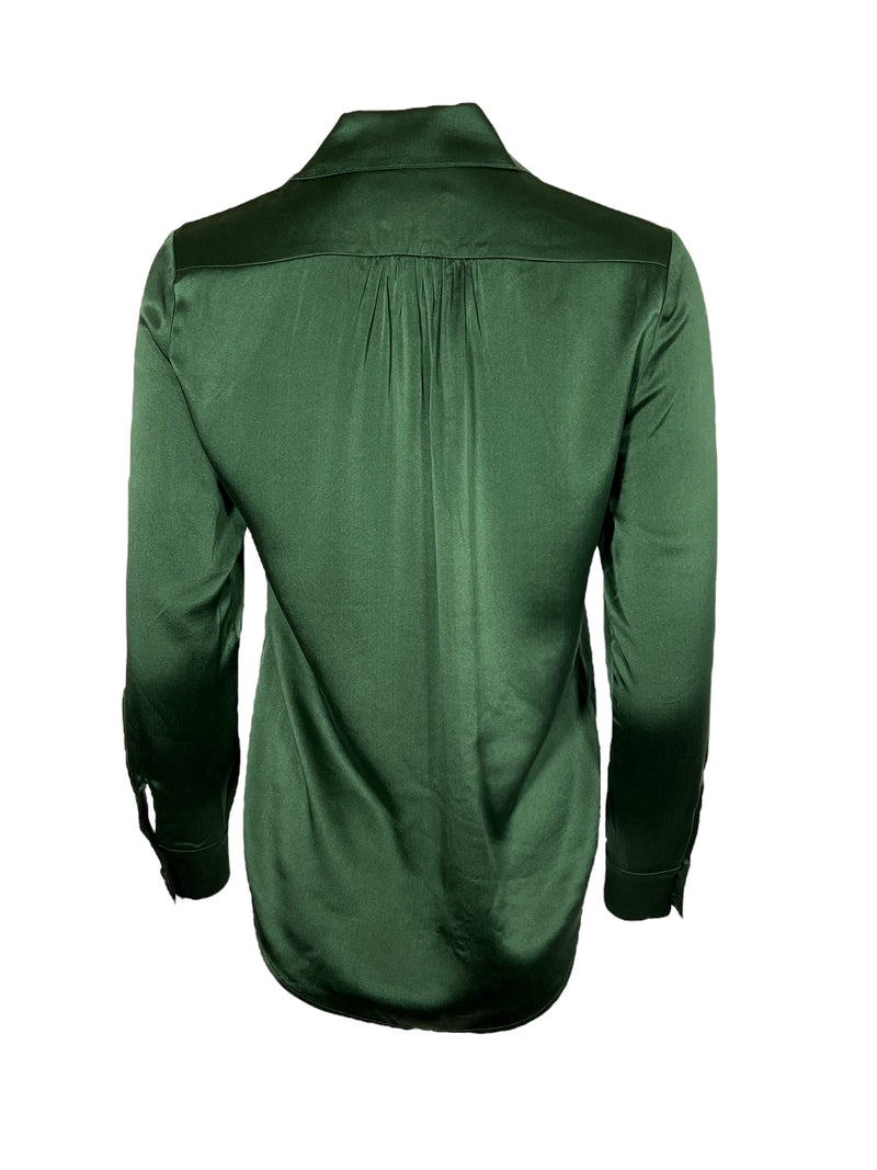 SAND COPENHAGEN STRETCH SILK TOP - DEEP EMERALD