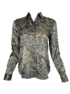 CALIBAN STRETCH SILK BLOUSE - NAVY PAISLEY